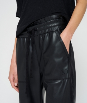 LEATHERLOOK SIDE PANEL JOGGER BLACK