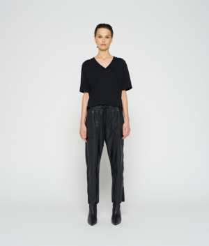 LEATHERLOOK SIDE PANEL JOGGER BLACK
