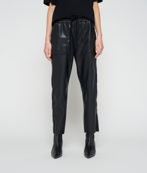 LEATHERLOOK SIDE PANEL JOGGER BLACK