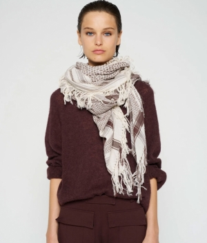 SCARF CHECK AUBERGINE