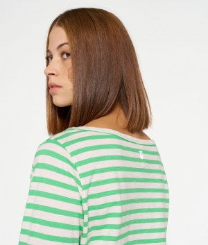 LONGSLEEVE TEE STRIPES ECRU/APLLE GREE