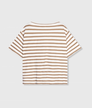 SHORT SLEEVE TEE STRIPES ECRU/CEDAR BROW