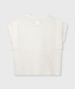 SLEEVELESS KNIT SWEATER ECRU