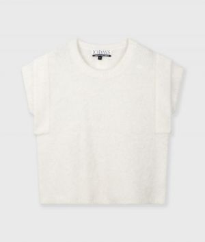 SLEEVELESS KNIT SWEATER ECRU 