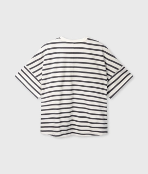 WIDE TEE STRIPES ECRU/STEEL BLUE