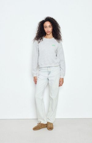 SWEAT ML COL ROND  GRIS