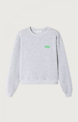 SWEAT ML COL ROND  GRIS