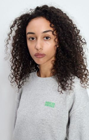 SWEAT ML COL ROND  GRIS